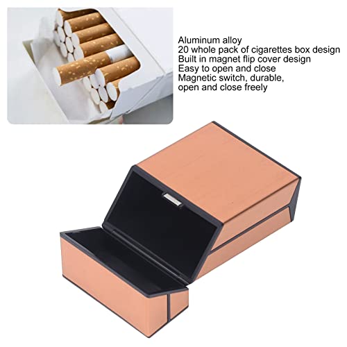 Cigarette Case, Aluminum Alloy Magnetic Cigarette Case Multipurpose 20 Capacity Home (Gold)