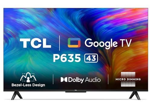 TCL 108 cm (43 inches) Bezel-Less Series 4K Ultra HD Smart LED Google TV 43P635 (Black)