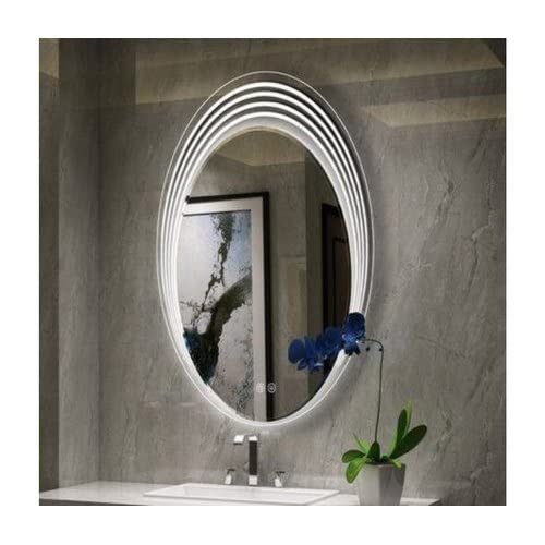 SmileSellers Led Mirror with Touch Sensor Oval Glass Mirror (White Light)