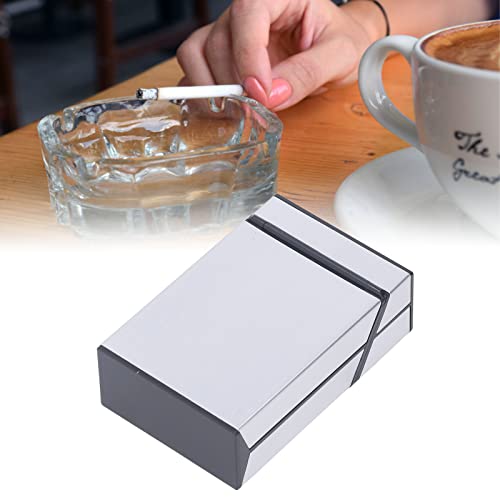 Cigarette Case, Aluminum Alloy Magnetic Cigarette Case Multipurpose 20 Capacity Home (Silver)