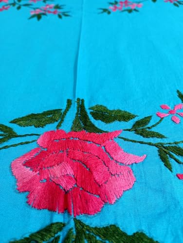 Nice Things Handwork Embroidery Bedsheets 200 Thread Count, Turquoise Color 17