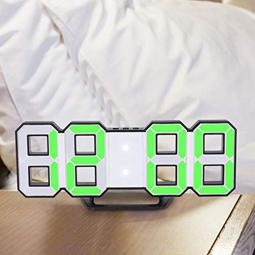 Led Table Clock, 3D Digital Clock USB Power Supply for Indoor Display Wall Decoration for Night Lighting(Green)