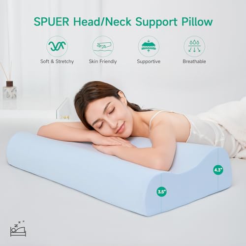 SPUER Memory Foam Bed Pillows for Side Sleepers Contouring Pillow with Soft & Supportive and Breathable Cover for Sleeping Standard Size