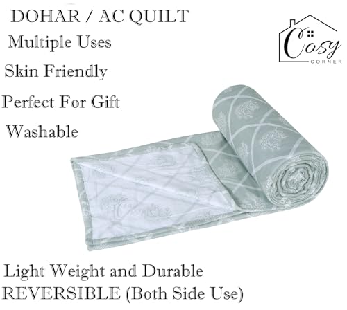 Cosy CORNER 100% Cotton Reversible Dohar Double Bed Size | Printed Blanket | Soft Lightweight Ac Summer Comforter Quilt