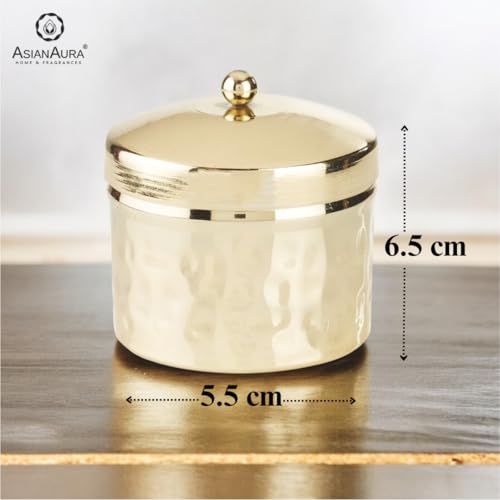 Asian Aura Scented Soy Blend Candle in Gold Hammered Metal Jar with Lid | Smokeless, Long-Lasting Aroma Candle for Home Decor, Events, Relaxation, and Gifting (Royal Oud)