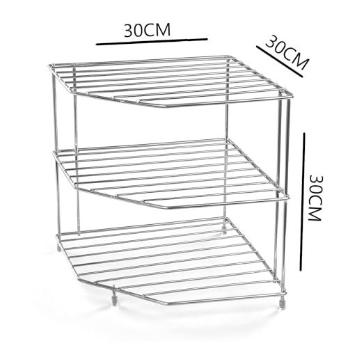 kiosk Kitchen Storage Rack, 3 Tier, Stainless Steel, for Pantry, Countertop and More