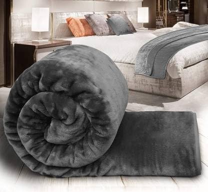 OMAJA HOME Floral Single Mink Blanket for Heavy Winter (Grey)