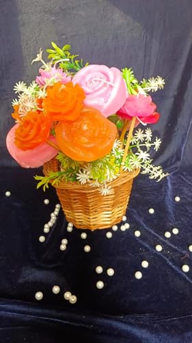 Sudha hast udhyog soywax candle Flower Bouquet with beautiful basket.