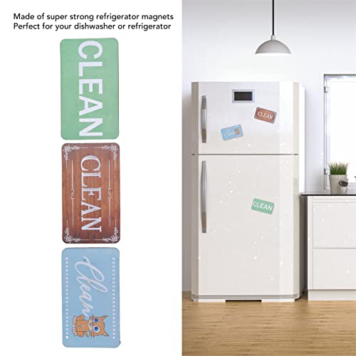 Ubersweet® Dishwasher Magnet Clean Dirty Sign Scratch Resistant Flexible Cute Double Sided 3 Pcs for Home Kitchen Decoration (Combination Two)