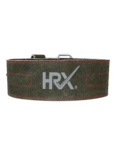 HRX Gym Belt for Weightlifting Workouts Deadlifts Powerlifts | Back Support for Exercise (HRGB01SLOGSL_Olive Green_S)