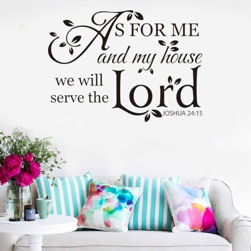 VVWV Bible Quotes Wall Decal Joshua Saying Home Religion Quotes Vinyl Wall Sticker As Me My House We Will Serve L x H 48 cm x 56 cm