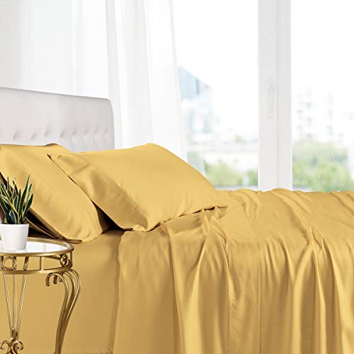 Silky Soft bed sheets 100% Rayon from Bamboo Sheet Set Gold/Twin XL AD