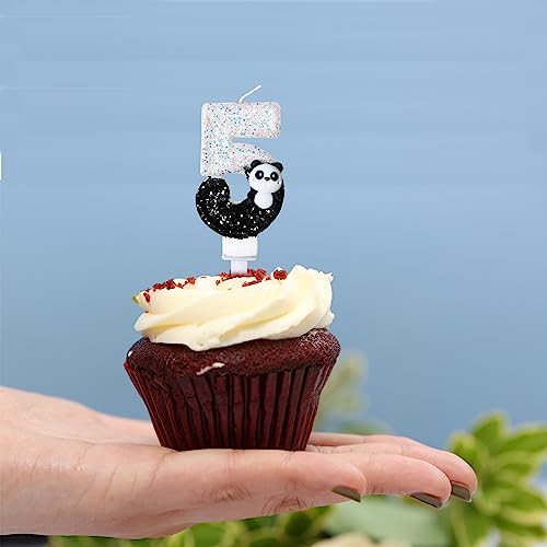 Black Number 9 Candle,Panda Birthday Cake Candles for Kid Adult Number Birthday Candles Party Supplies