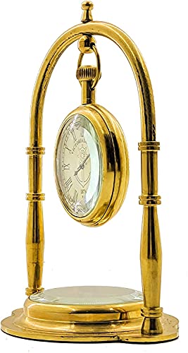 VETERIS Brass Table Clock Nautical Victoria Antique, Desk Clock/Table Clock, with Direction Compass/for, Office, Room, Décor Compass Table Clock Decorative Item, Attractive Item