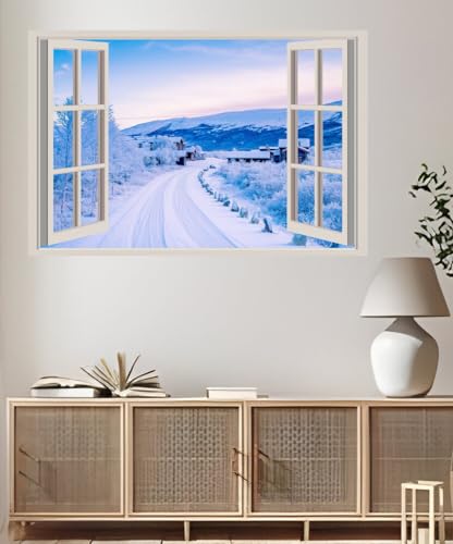 JVERF - JZZA27365 Scenery Seasons Winter| Self-Adhesive Open Window Wall Sticker