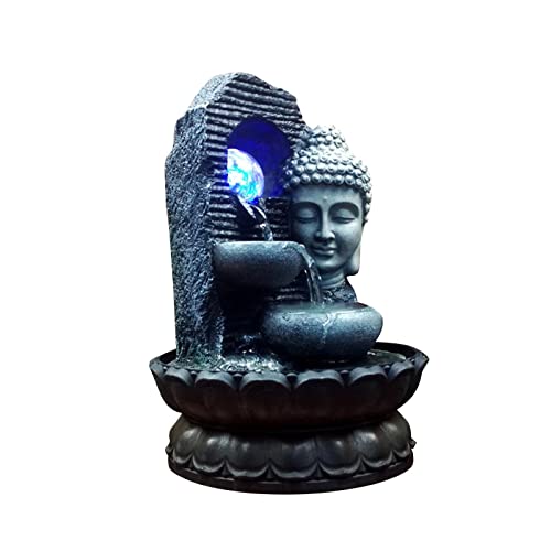 ATORSE® Buddha Tabletop Water Fountain Meditation Statue for Bedroom Desk Home Decor