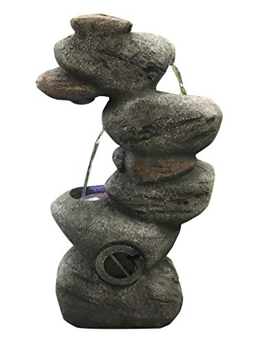 4-Tier Stone Fountain with 3 Cool White LED Lights