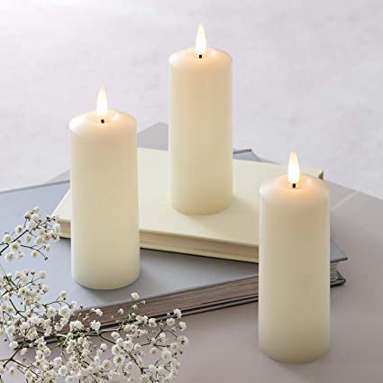 atorakushon Paraffin Wax Smokeless Scented White Tall Pillar Candle for Home Decoration Diwali Birthday Party Restaurants Spa Church (Pack of 6)