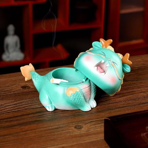 LR Decor Bazaar Small Dragon Statue Ashtray Chinese New Year Dragon Figurine for Office Desk