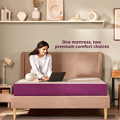 Wakefit Mattress | 10 Years Warranty | Duo Plus Medium Firm & Firm, Mattress Double Bed, Foam Mattress, 6-Inch Bed Mattress, King Size Mattress (78x72x6 Inches, Purple)