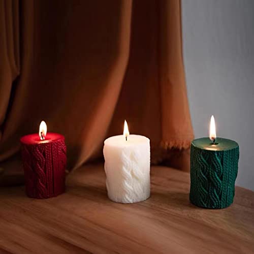 ATORSE® Mini Yarn Candle Flameless Decorative Romantic for Holiday Valentines Dating Red