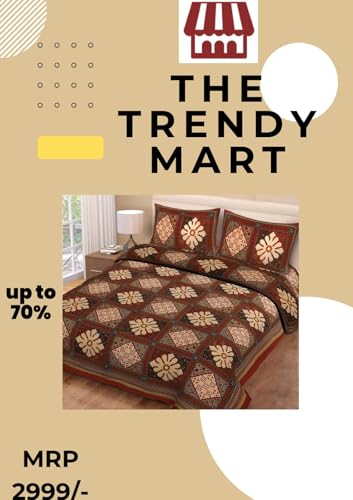 The Trendy Mart Cotton Double Bedsheet Jaipuri/Sanganeri Printed Bedsheets with Pillow Cover, Dandiya Ras