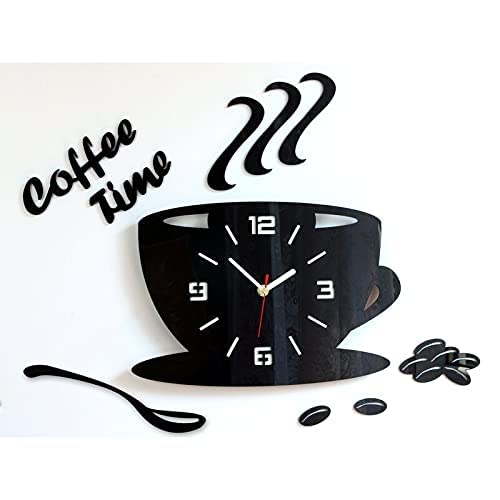 Palak Wall Clock Antique Coffee Time Design, for Living Room, Bedroom Wall, Home and Office Wedding Gift