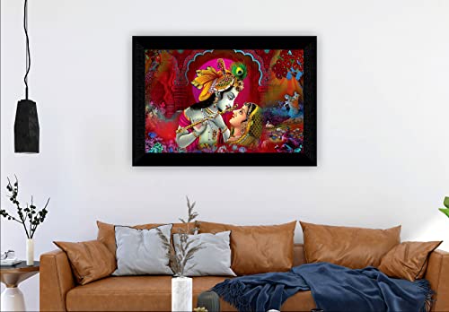 SAF paintings Pack of 1 Radha krishna religious modern art wall painting with framed for living room 11 inch x 14 inch CANFM31259