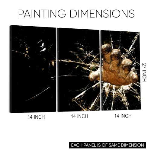 GADGETS WRAP Canvas Gallery Wrap Framed for Home Office Studio Living Room Decoration (3Part, 14x27inch Each) - Broken Glass Screen