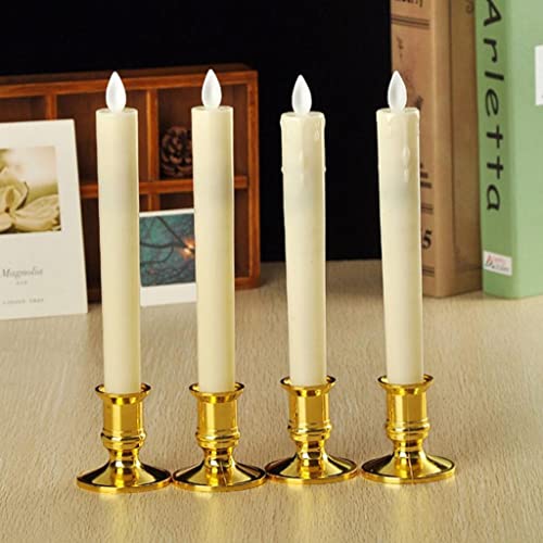 CALANDIS 2pcs Warm LED Candle Romantic Swing Flame Real Candles Home Wedding Silver B