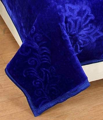 MFI Blankets All Weather Soft Warm Mink Solid Colour Ultra Soft Floral Double Bed Light Mink Winter Blanket/Quilt/Razai Blue