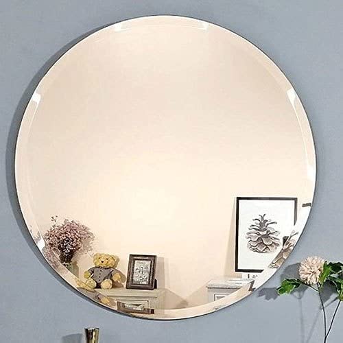 Cheval Glass Round Wall Mirror for Bathroom Wash Basin Living Room Bedroom (Round, 18 X 18 Inches).