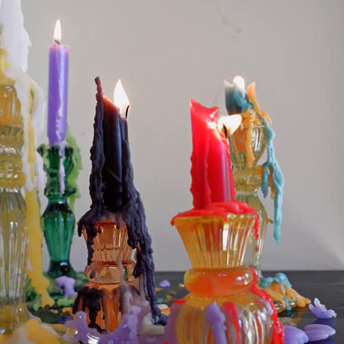 Candlestock Hippie Drippy Drip Candles - Pack of 66 Dripping Taper Candles - Wine Bottle Melting Candle (6 of Each Color)