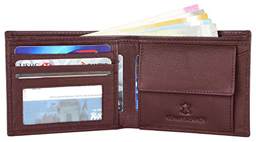 NAPA HIDE Maroon Leather Wallet for Men I Handcrafted I 4 Credit/Debit Card Slots I 2 Currency Compartments I 1 Transparent ID Window