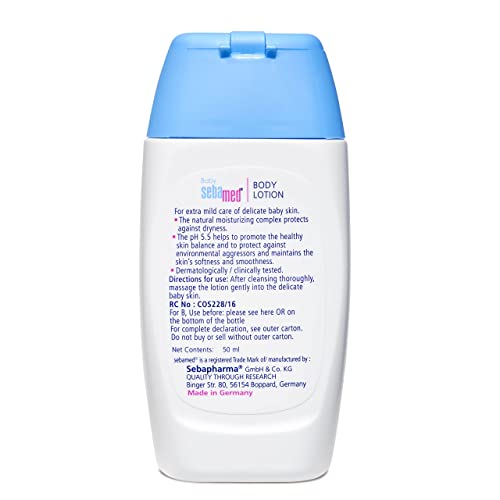 Sebamed Baby Body Lotion 50 ml|Ph 5.5|Camomile & Allantoin| Dermatalogically tested| Sensitive skin