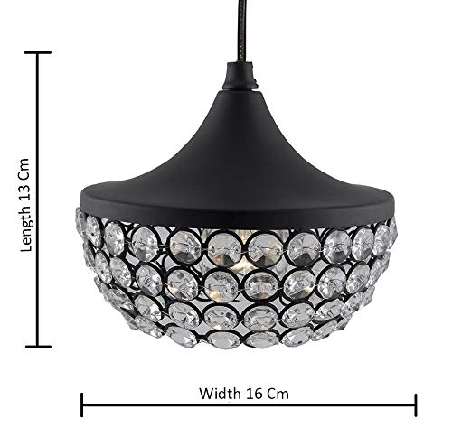 Homesake Matt Black Crystal Hanging Goblet Light, Ceiling Light, Nordic E27 Pendant