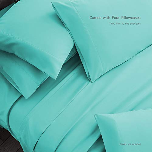 BASIC CHOICE 6 Piece Sheet Set - Luxury Soft 2000 Series Wrinkle & Fade Resistant Bed Sheets - Queen, Turquoise