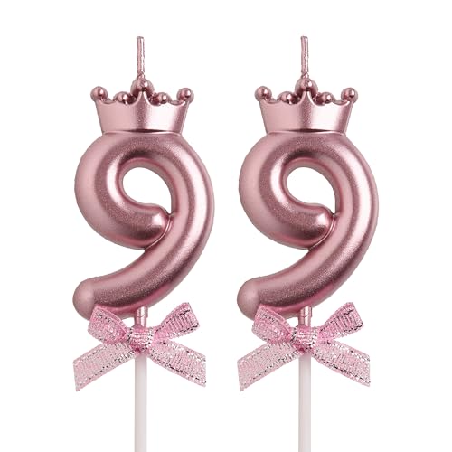 AOOLADA 99th Birthday Candles, Rose Gold 99 Year Old Number Birthday Candles, Happy Birthday Party Decorations Cake Topper Gifts for Men Women