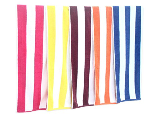 DIVINE OVERSEAS Cabana Stripes Super Soft 100% Cotton Velour 500 GSM 30" x 60" Inches (1 Piece Bath Towel, White & Pink)