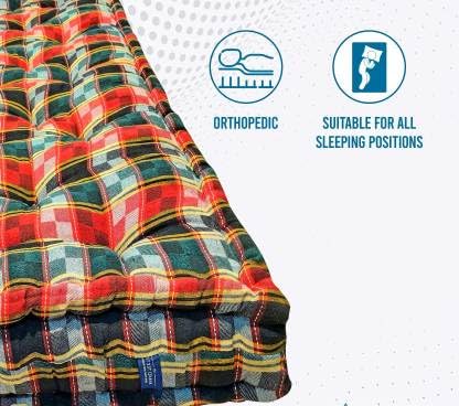 IMSMARTMART Single Gadda 4 inch Single Cotton MattressBreathable, Comfort and Support, Durable, Seasons, Ideal for Sensitive Skin (L x W: 36 inch x 72 inch)