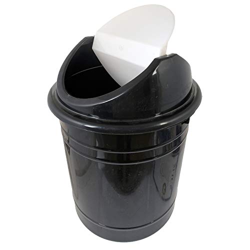 Kuber Industries Plastic Medium Size Swing Lid Dustbin/Garbage Bin/Waste Bin (Black & White)-KUBMART10215