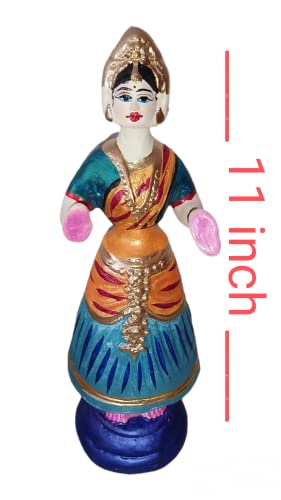 Sri Durga Creations Tanjore Dancing Doll/Golu Doll[Yellow, Blue, Yellow]