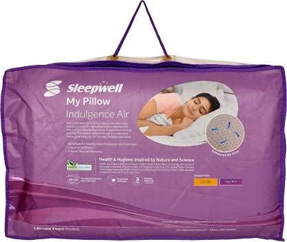 SLEEPWELL PILLOW Moulded Puff Air Pillow, 58.5 x 38 x 13 Cm, White, Memory Foam