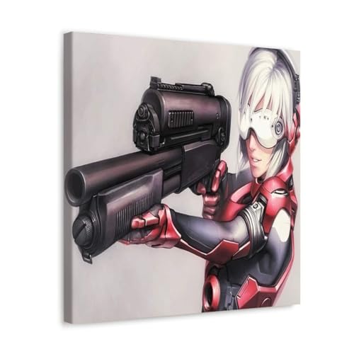 GADGETS WRAP Canvas Gallery Wrap Framed for Home Office Studio Living Room Decoration (17x17inch) - Girl Shotgun