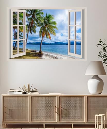 JVERF - JZZA26318 Philippines Tropics| Self-Adhesive Open Window Wall Sticker