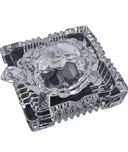 Crystal Glass Turtle Figurine, Decorative Clear Glass Tortoise Sculpture, Home Decor (9 cm Plate and 8 cm tortoise)
