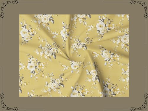 Double Flat Bed Size Bedsheet (78 * 72 INCHES with 2 Matching Pillow Covers(Yellow)