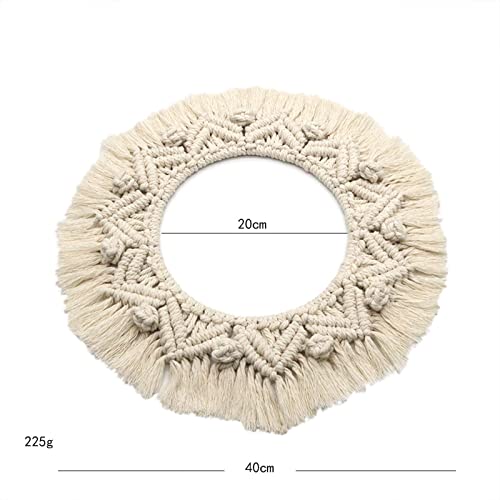 ATORSE® Macrame Wall Hanging Round Tapestry Mirror Outer Edge For Background Party B