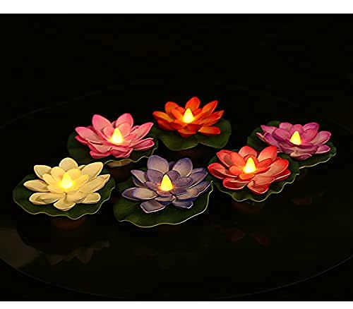 V R ENTERPRISE Plastic Decor Tealight Mini Led Candles, Led Tealight Candle, Ultra Bright Amber Yellow Light Flameless & Smokeless Candles (Floating Lotus Pack of 6)