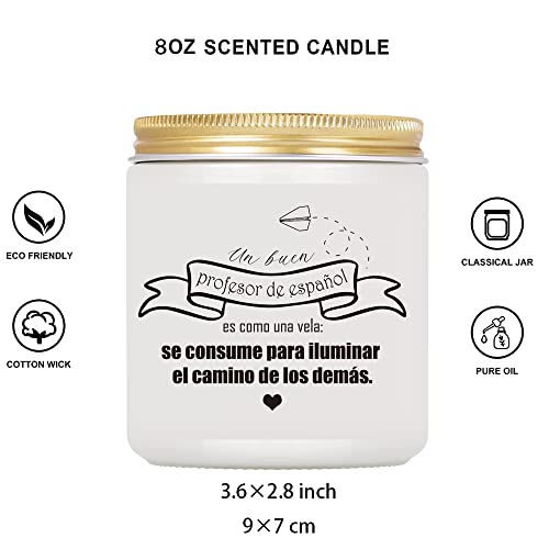 Spanish Teacher Appreciation Gift | Funny Soy Candle | Thank You Present for Valentines Retired Teachers Thanksgiving Appreciation Week